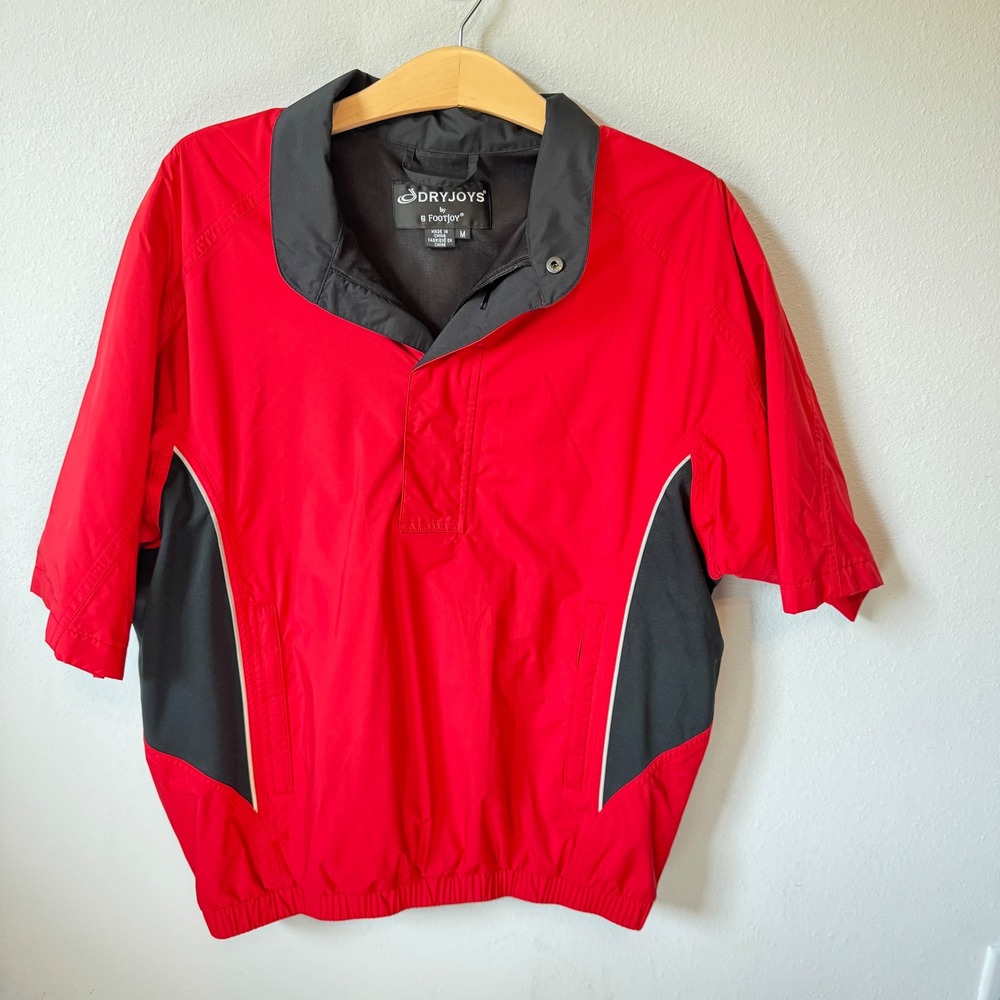 FootJoy Mens Red DryJoys Short Sleeve Golf Windshirt Pullover Size M